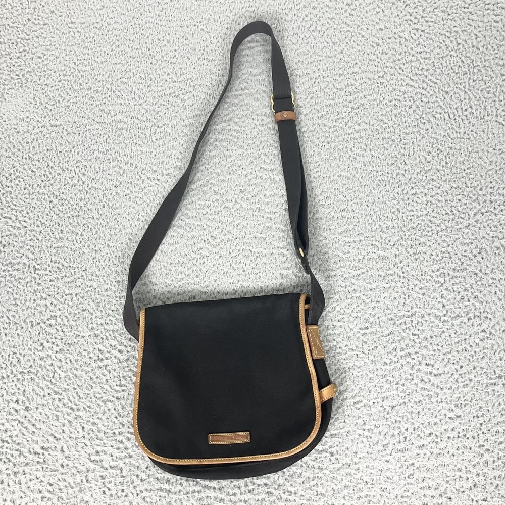 Vintage Dooney & Bourke Messenger Cabriolet Bag Black Canvas Leather USA